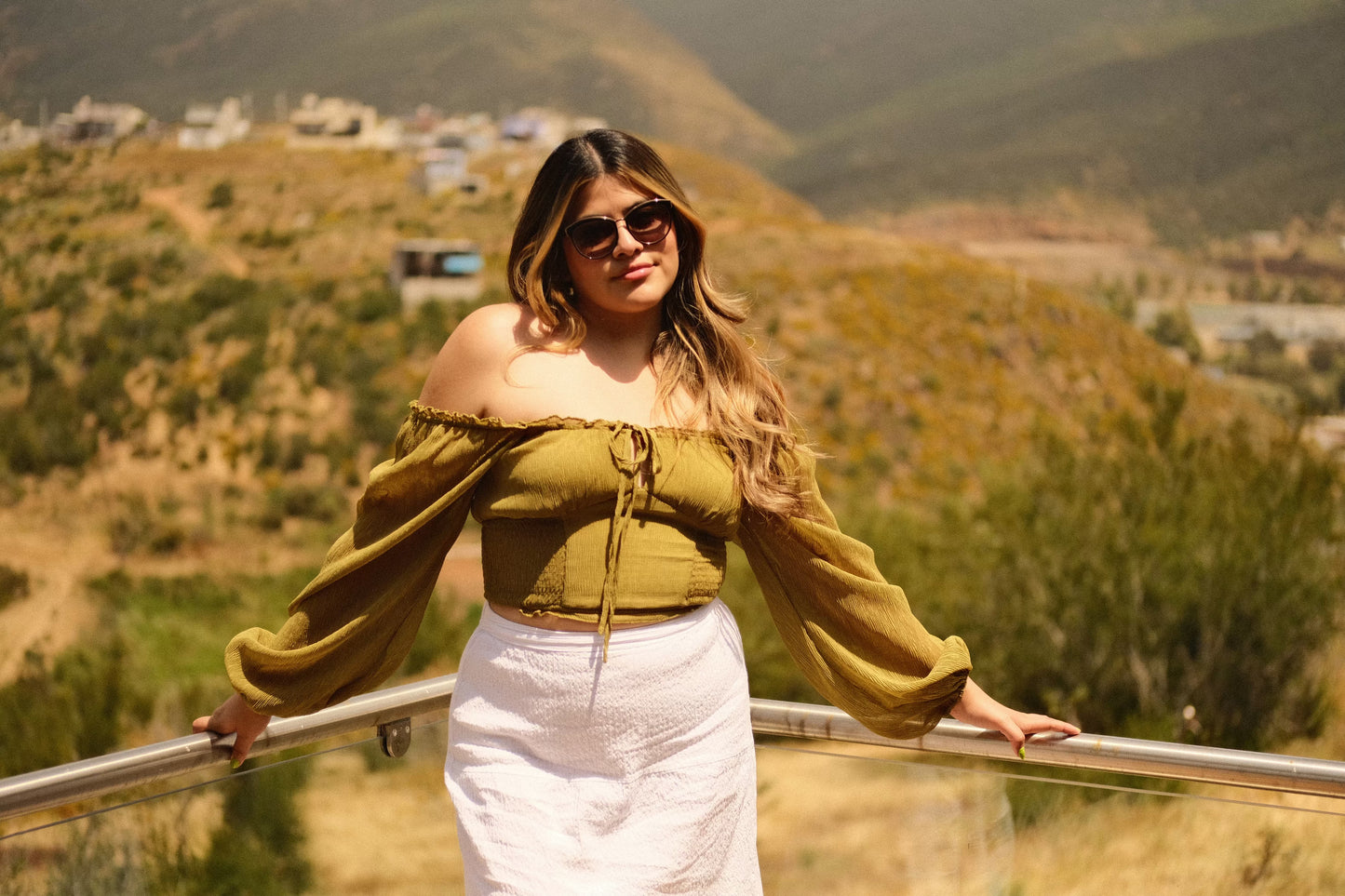 Olive Green Off The Shoulder Top