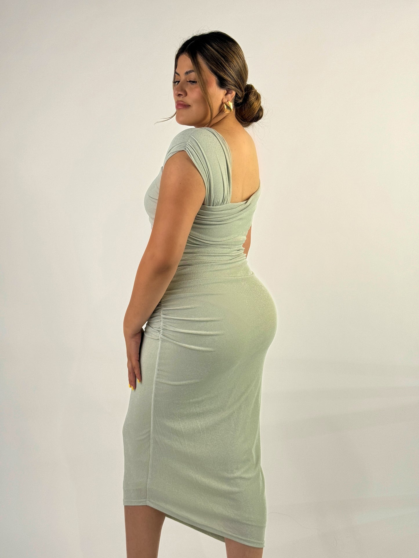 Sage Green Asymmetrical Dress