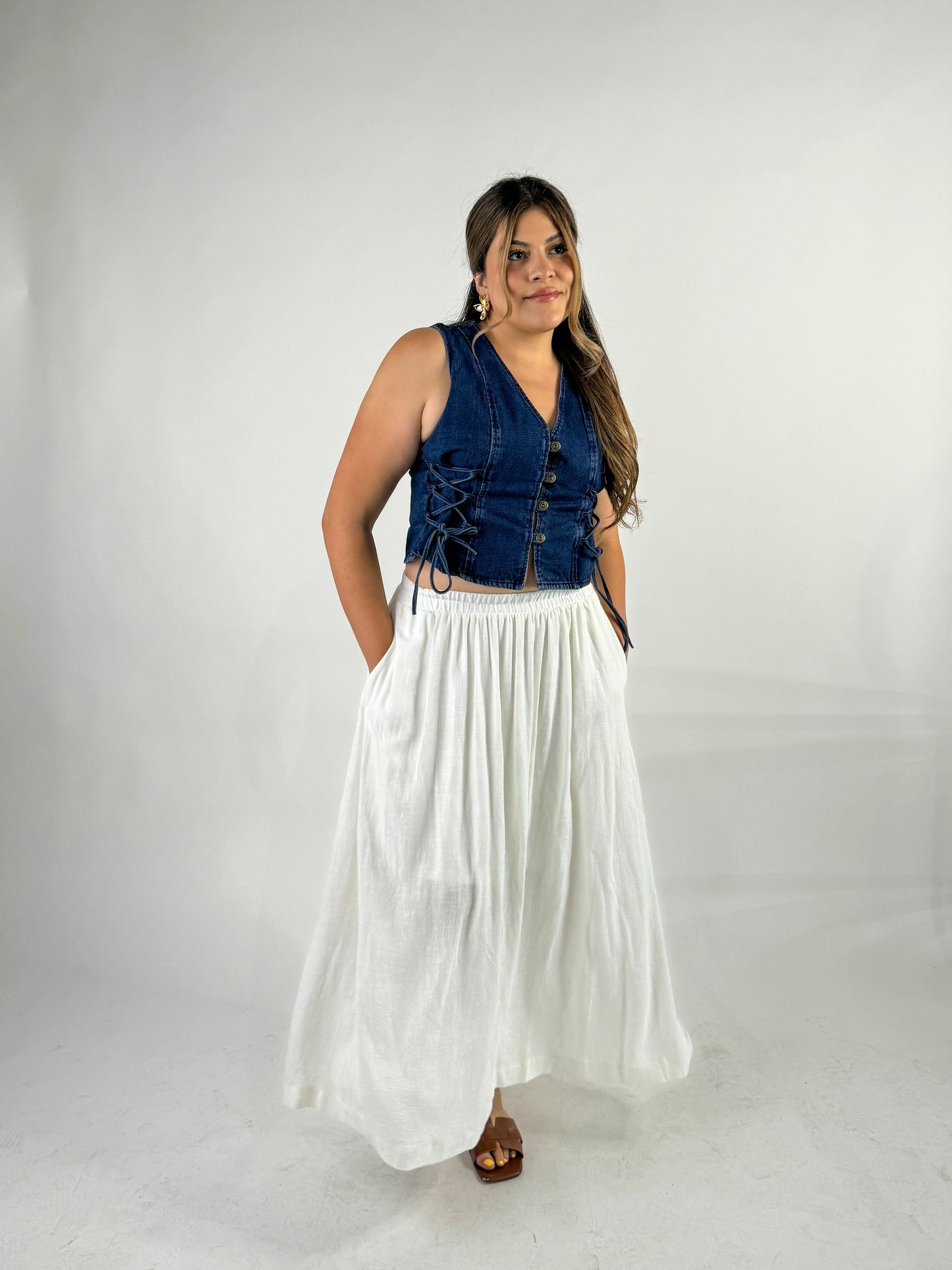 White Maxi Skirt With Pockets