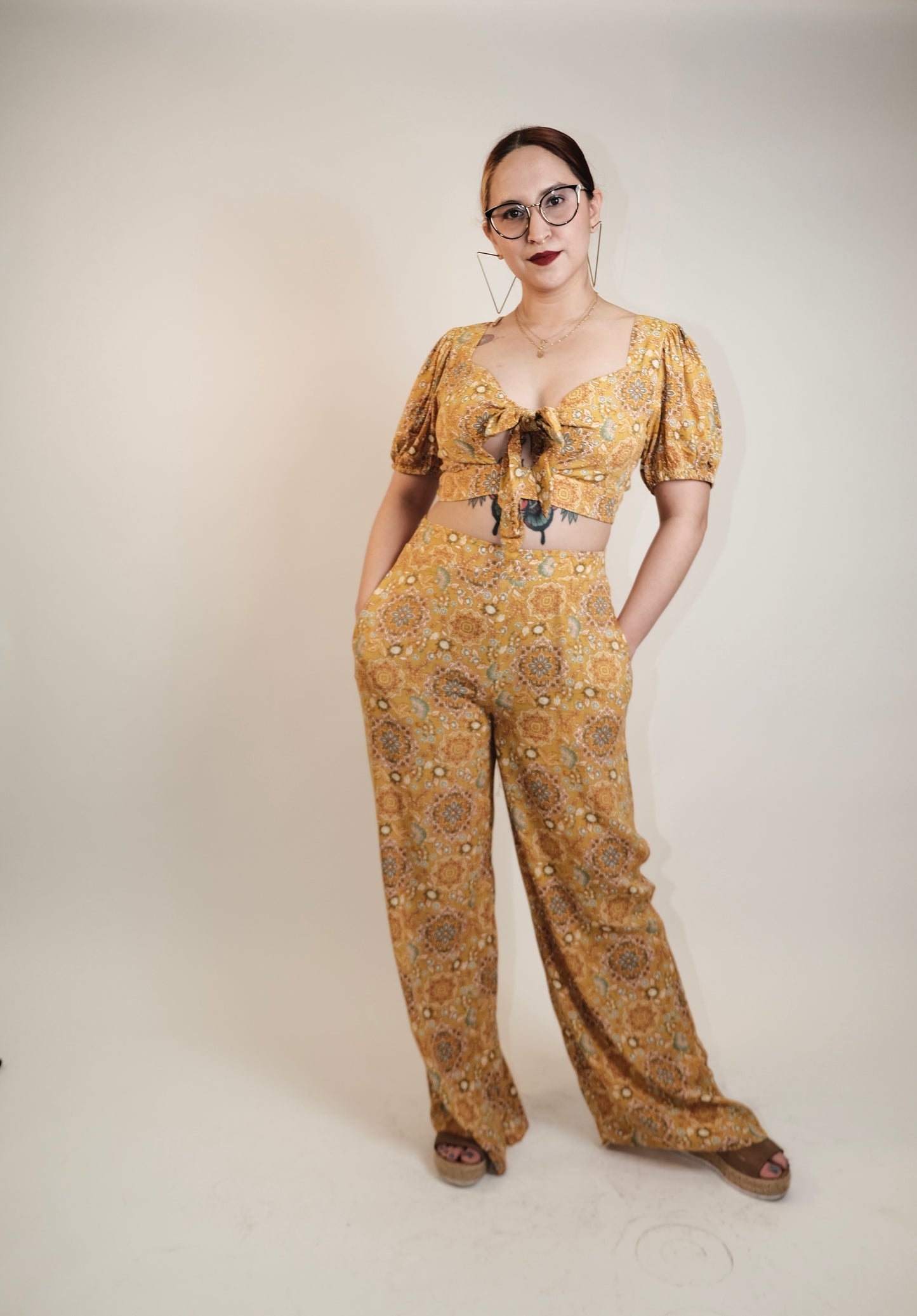 Yellow Floral Pants Set